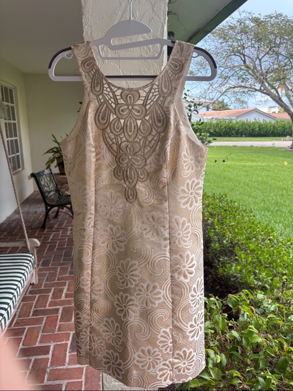 Lilly Pulitzer Beige and Cream Embroidered Shift Dress